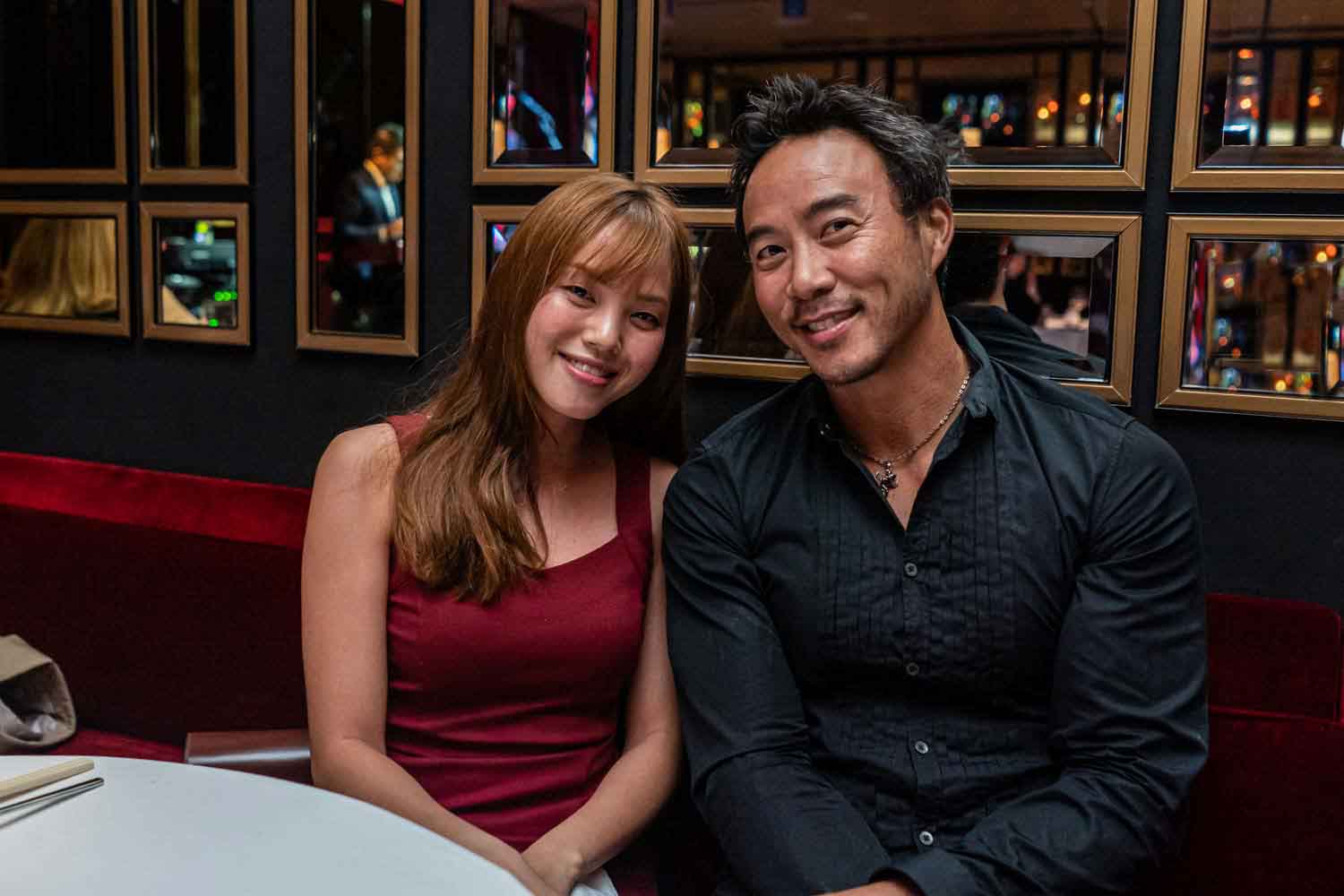 couple dining at madame fan chinese restaurant in singapore