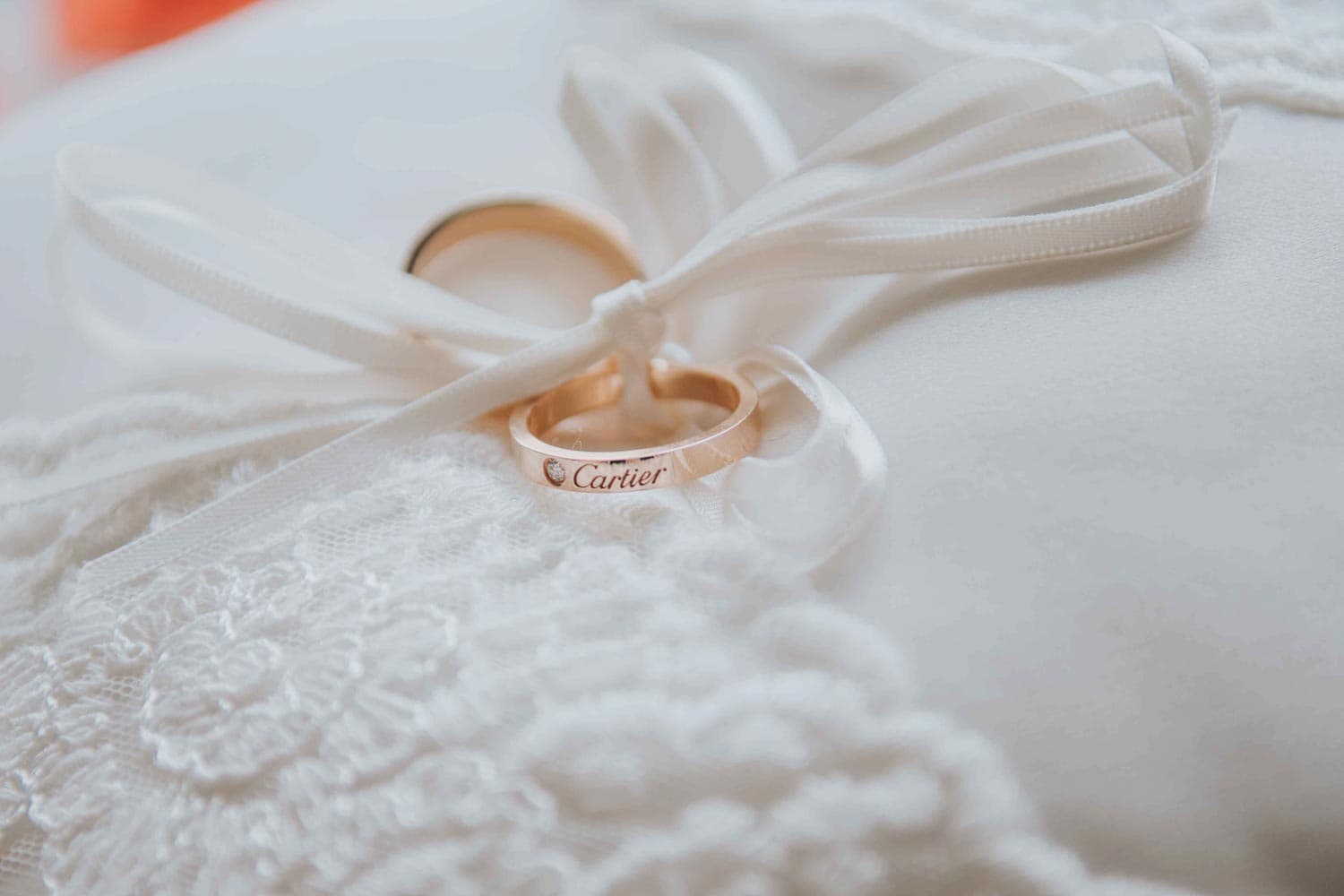 close up macro shot of cartier wedding band ring during ROM
